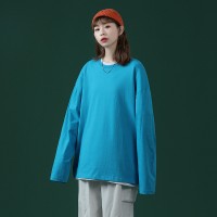 白色长袖t恤女ins潮棉内搭打底衫设计感小众韩版宽松上衣情侣装