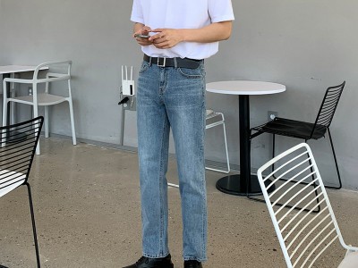 MYQ牛仔裤子男士夏季宽松直筒九分裤