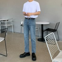 MYQ牛仔裤子男士夏季宽松直筒九分裤韩版潮牌水洗高街休闲长裤