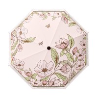 田园古风防晒遮阳伞黑胶隔热手动三折反向雨伞女生款式