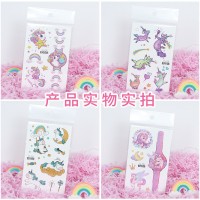 厂家直销儿童女孩卡通闪粉纹身转印贴纸水印防水水贴可爱透明可洗