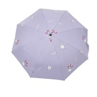 卡通印花自动雨伞三折男女黑胶防晒遮阳伞折叠两用晴雨广告伞批发