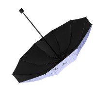十骨双人加固手动黑胶雨伞防晒防紫外线折叠晴雨两用伞三折伞定制