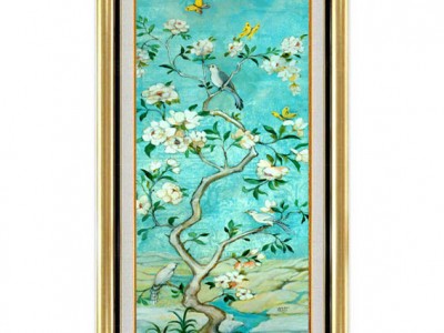 有框装饰画竖版油画浮雕树脂画立体