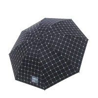 新款日系遮阳伞简约格子晴雨两用小清新黑胶防晒防紫外线折叠雨伞