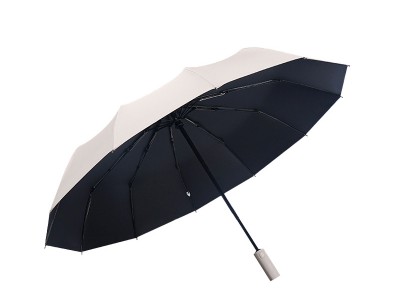 12骨莫兰迪三折叠雨伞加厚黑胶防晒