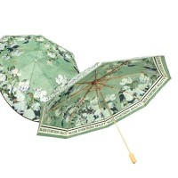 知伞双面花双层黑胶防晒防紫外线遮阳伞晴雨伞两用折叠五折太阳伞