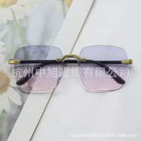 欧美跨境潮流砖石切边眼镜女韩版显瘦街拍走秀墨镜防晒太阳镜批发