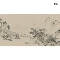 现代新中式壁纸客厅沙发电视背景墙手绘山水墙纸山脉壁画无缝墙布