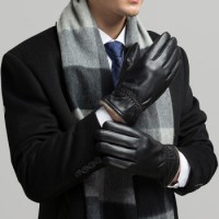 美洲野牛真皮手套男冬季加绒加厚羊毛内里羊皮男士手套