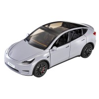 特斯拉汽车MODELY仿真合金声光回力汽车模型儿童玩具摆件生日礼物