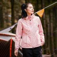 拓路者女装户外冬季三合一冲锋衣外套女2023秋冬风衣黑色夹克短款