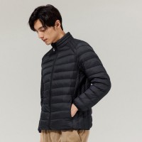 拓路者90绒轻薄立领羽绒服男新品纯色长袖休闲上衣保暖羽绒外套
