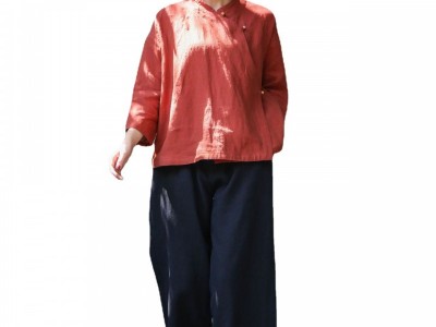 山自在 亚麻 休闲裤女装长裤直筒裤