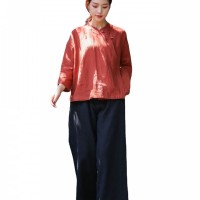 山自在 亚麻 休闲裤女装长裤直筒裤打坐裤棉裤90988A