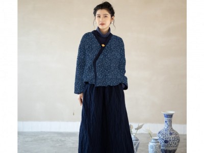 山自在冬季女装复古文艺棉麻短款棉