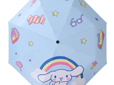 全自动三折晴雨伞折叠伞黑胶防紫外
