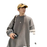 青年潮牌男装秋装新款韩版圆领套头毛衣男是四条杠长袖线衣针织衫