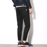 亚马逊春夏外贸男士纯色大码休闲裤日式运动9九分裤男束脚哈伦裤