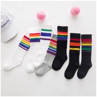 新款春秋条纹韩国潮袜男女童中筒堆堆袜棉袜彩虹袜中筒袜儿童棉袜