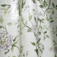 清新绿色花朵雏菊仿棉麻印花窗帘韩式美式田园半遮光成品窗帘布