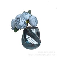轻奢几何透明彩色玻璃花瓶厂家批发创意简约客厅水培插花束摆件