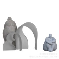 厂家批发现代轻奢电镀银色树脂抽象拱形丝带摆件样板间客厅装饰品