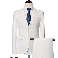 外贸秋装常年做男士英伦修身西服两件套型男纯色大码休闲礼服套装