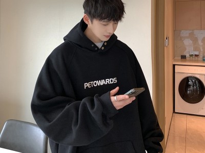 寻凡服饰 高克重卫衣男硬挺纽扣440g