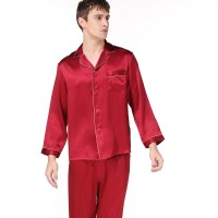 真丝睡衣男士春夏季100%桑蚕丝丝绸长袖两件套装可外穿家居服9002