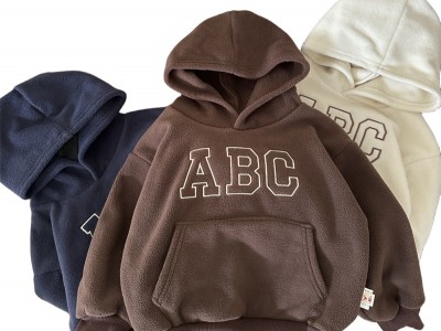 儿童连帽新款摇粒绒ABC韩版童装男童