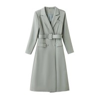 小个子垂感风衣女2023春秋新款韩系收腰修身英伦风中长款大衣外套