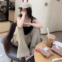 NINASTUDIO 穿上不想脱下 定染绿卡其 显腰阔腿长裤
