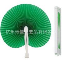 跨境爆款彩色素色圆形纸扇圆形心形彩色纸扇折扇旅行扇团扇旅游扇