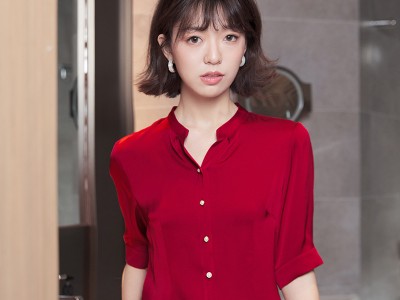 杭州真丝衬衫女2023新款白色小衫短
