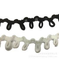 厂家直销 现货供应34色辅料弹力纽眼扣袢花边脱卸帽领扣带松紧