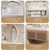 杜邦可丽耐一体盆藤编诧寂风浴室柜组合卫生间洗漱台卫浴洗手脸盆