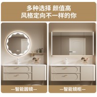 杜邦可丽耐一体盆法式浴室柜组合卫生间奶油风洗漱台洗脸盆卫浴柜