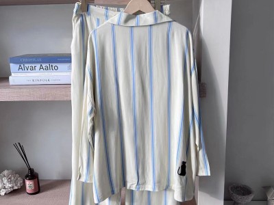 条纹两件套情侣高级感夏季睡衣女夏