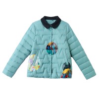 短款轻薄羽绒服女2023冬季方领时尚气质小个子白鸭绒印花保暖外套