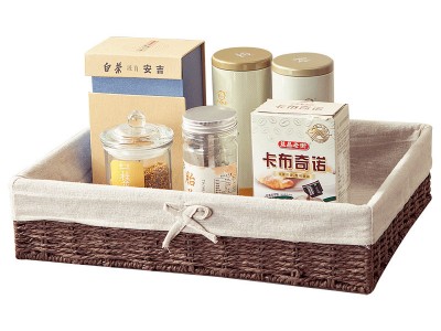 仿藤编织桌面收纳筐客厅纸绳零食筐