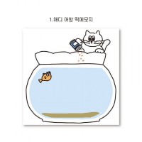 韩国Ins同款猫咪便签本 卡通鱼缸学生可撕便签简约可爱手帐素材纸