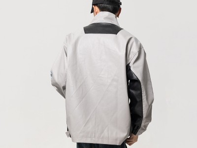 2023秋机车刺绣多LOGO情侣皮衣JK006