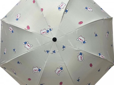 卡通黑胶挡太阳折叠遮阳三折伞防晒