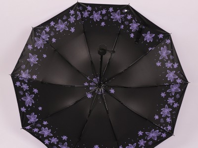 佳苹伞 包邮 10骨双面花朵 黑胶防晒