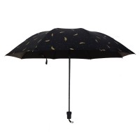 雨宝雨伞批发韩国烫金羽毛太阳伞女士防晒防紫外线黑胶遮阳晴雨伞