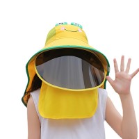 儿童防晒帽夏季防紫外线宝宝遮阳帽男童女童面罩遮全脸大檐渔夫帽