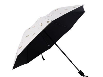 烫金羽毛黑胶伞女晴雨两用折叠大号