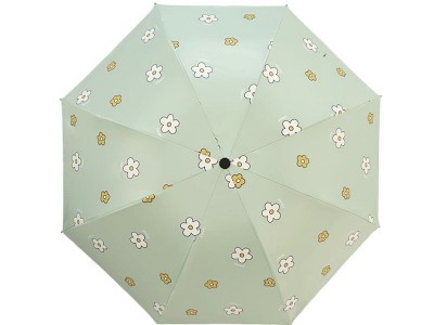 小清新花朵折叠雨伞防紫外线8骨黑胶