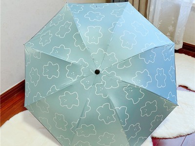 猫咪可爱卡通晴雨伞 三折防紫外线太